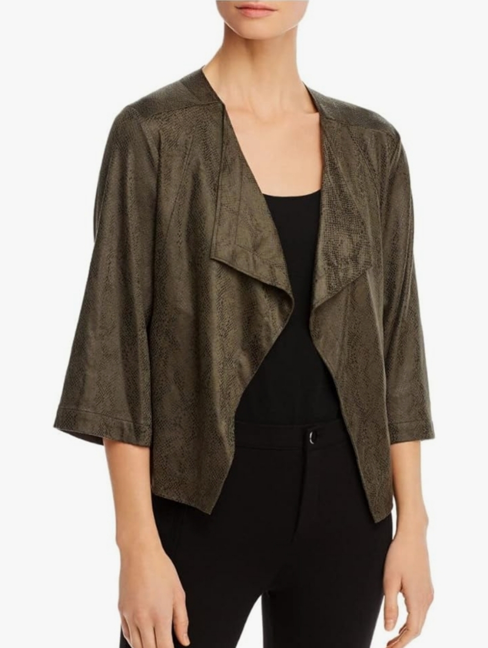 Lysse Penelope Vegan Suede Jacket Size Medium Green Faux Suede Snake Print NEW